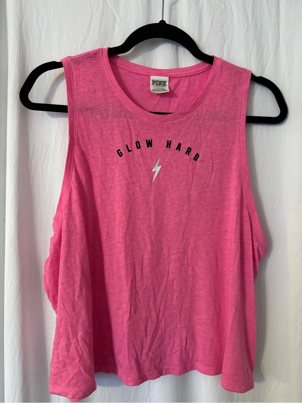PINK Victoria's Secret Womens Pink 'Glow Hard' Sleeveless Tank Size Large.🏖️